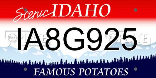 IA8G925 Idaho License Plate