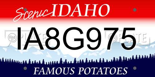 IA8G975 Idaho License Plate