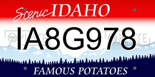 IA8G978 Idaho License Plate