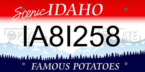 IA8I258 Idaho License Plate
