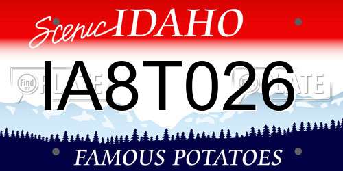 IA8T026 Idaho License Plate
