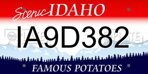 IA9D382 Idaho License Plate
