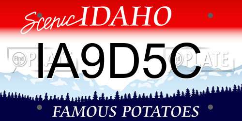 IA9D5C Idaho License Plate