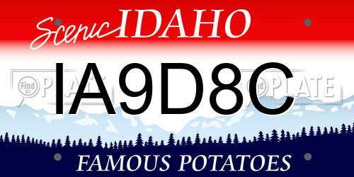 IA9D8C Idaho License Plate