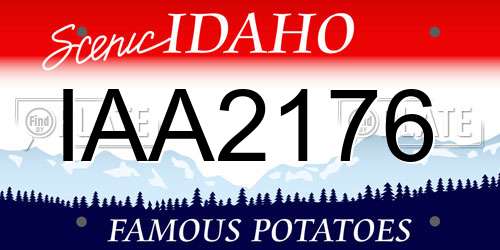 IAA2176 Idaho License Plate
