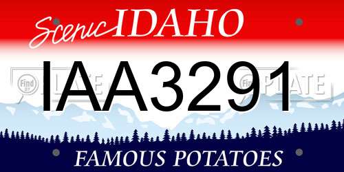 IAA3291 Idaho License Plate