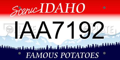 IAA7192 Idaho License Plate