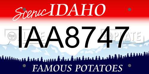 IAA8747 Idaho License Plate