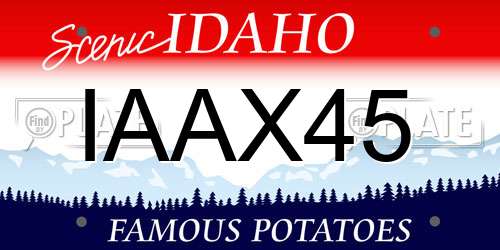 IAAX45 Idaho License Plate