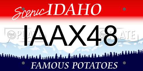IAAX48 Idaho License Plate