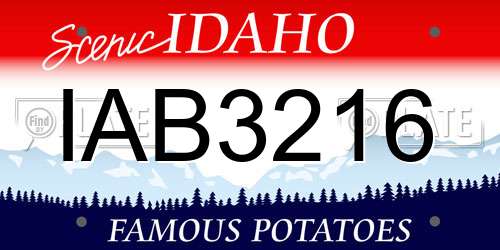 IAB3216 Idaho License Plate