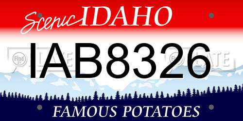 IAB8326 Idaho License Plate
