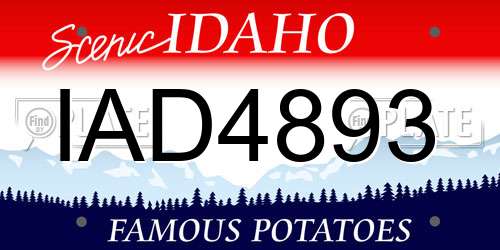 IAD4893 Idaho License Plate