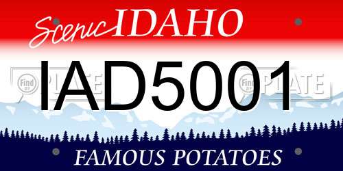 IAD5001 Idaho License Plate