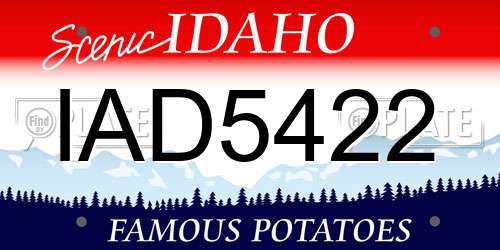 IAD5422 Idaho License Plate