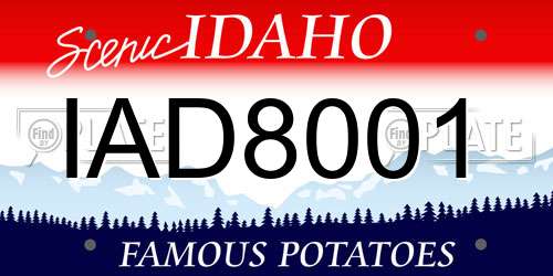 IAD8001 Idaho License Plate