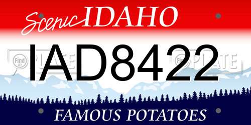 IAD8422 Idaho License Plate