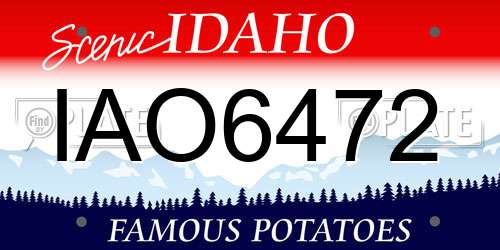 IAO6472 Idaho License Plate