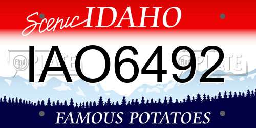 IAO6492 Idaho License Plate