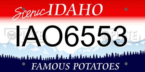 IAO6553 Idaho License Plate