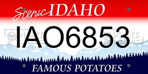 IAO6853 Idaho License Plate