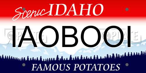 IAOBOOI Idaho License Plate