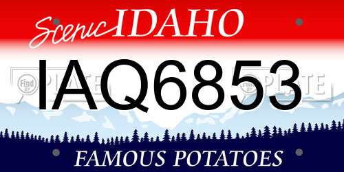 IAQ6853 Idaho License Plate