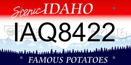 IAQ8422 Idaho License Plate