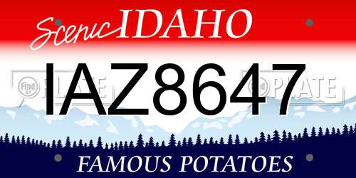 IAZ8647 Idaho License Plate