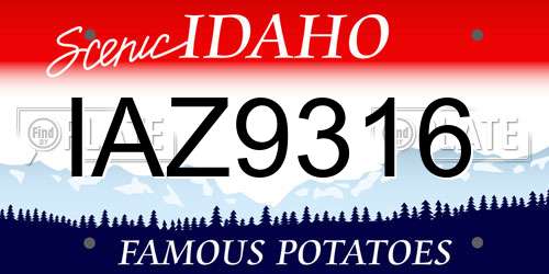 IAZ9316 Idaho License Plate
