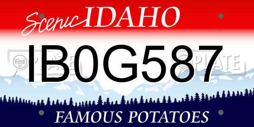 IB0G587 Idaho License Plate