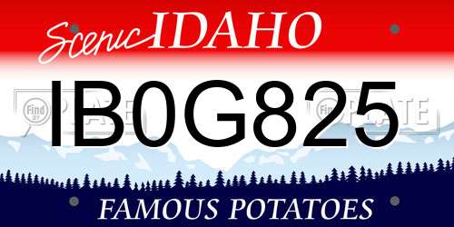 IB0G825 Idaho License Plate