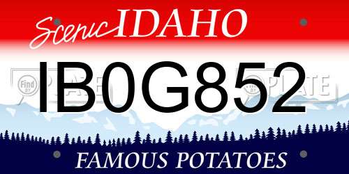 IB0G852 Idaho License Plate