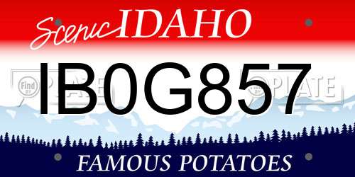 IB0G857 Idaho License Plate