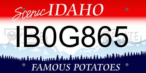 IB0G865 Idaho License Plate