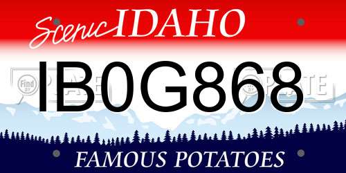 IB0G868 Idaho License Plate