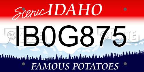 IB0G875 Idaho License Plate