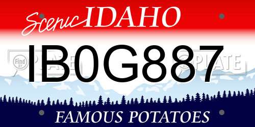 IB0G887 Idaho License Plate