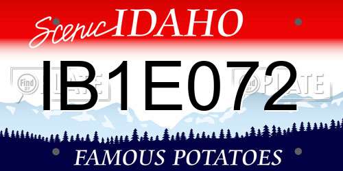 IB1E072 Idaho License Plate