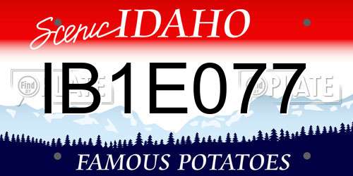 IB1E077 Idaho License Plate