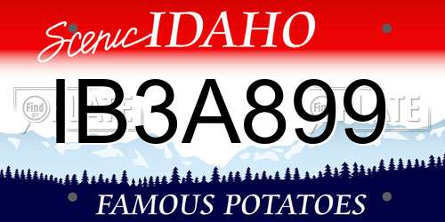 IB3A899 Idaho License Plate