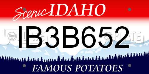 IB3B652 Idaho License Plate