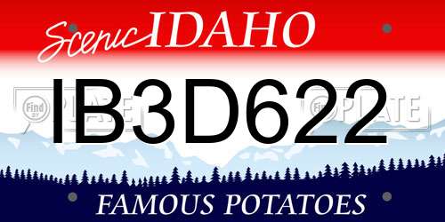 IB3D622 Idaho License Plate