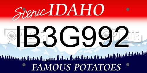IB3G992 Idaho License Plate
