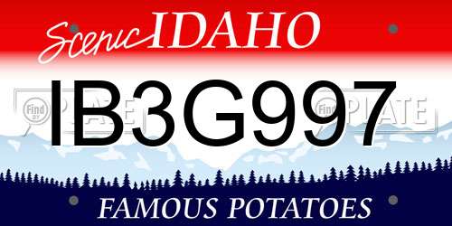 IB3G997 Idaho License Plate