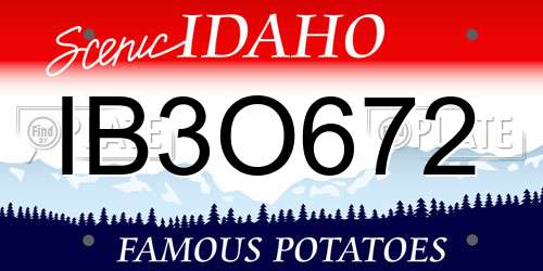 IB3O672 Idaho License Plate