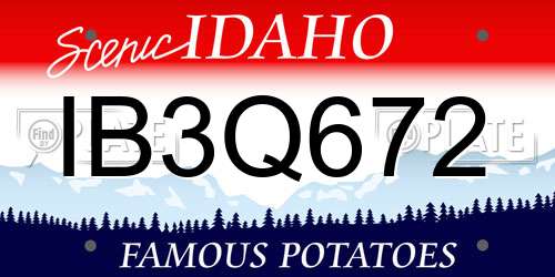 IB3Q672 Idaho License Plate