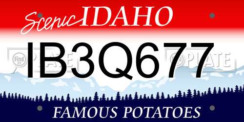 IB3Q677 Idaho License Plate