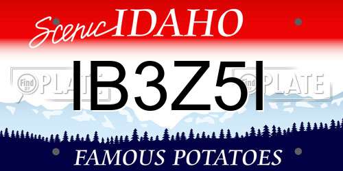 IB3Z5I Idaho License Plate