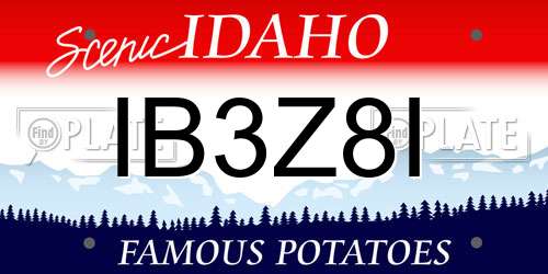 IB3Z8I Idaho License Plate